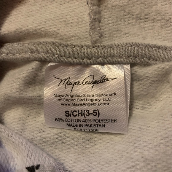 Grey hoodie art graphics size S 3/5. Black graphics on grey sweatshirt. - Picture 2 of 6